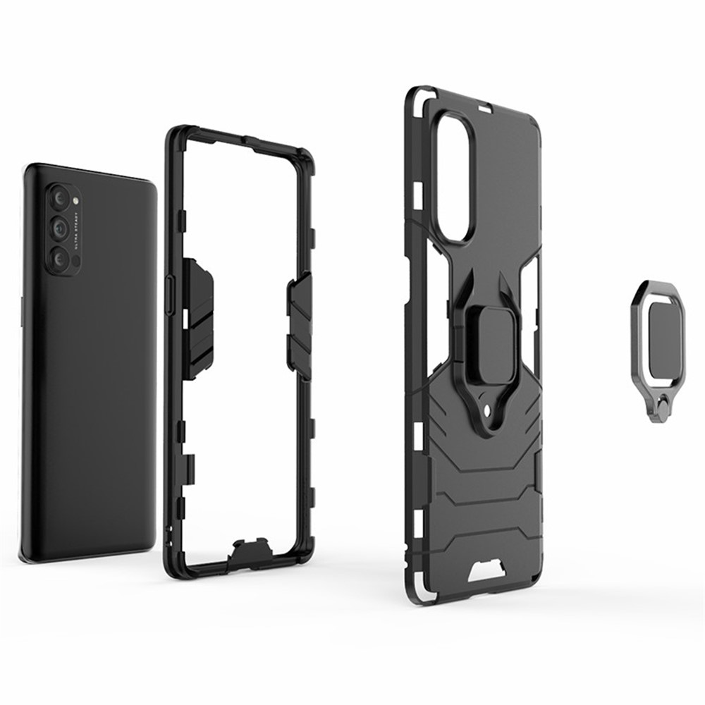 Arrefecer Guarda PC + TPU Shell Telefone Híbrido Com Kickstand Para OPPO Reno4 Pro 5G - Preto-3