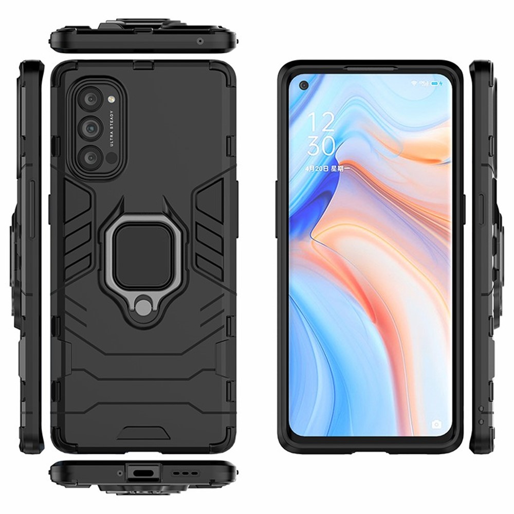 Arrefecer Guarda PC + TPU Shell Telefone Híbrido Com Kickstand Para OPPO Reno4 Pro 5G - Preto-6