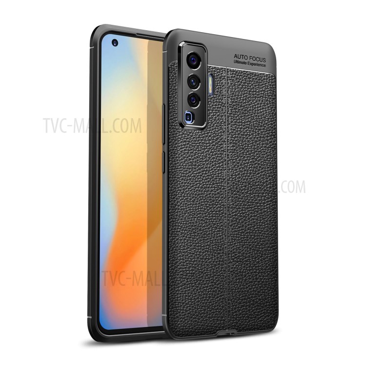Litchi Texture TPU Shell Case for vivo X50 - Black-1