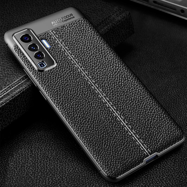 Litchi Texture TPU Shell Case for vivo X50 - Black-2