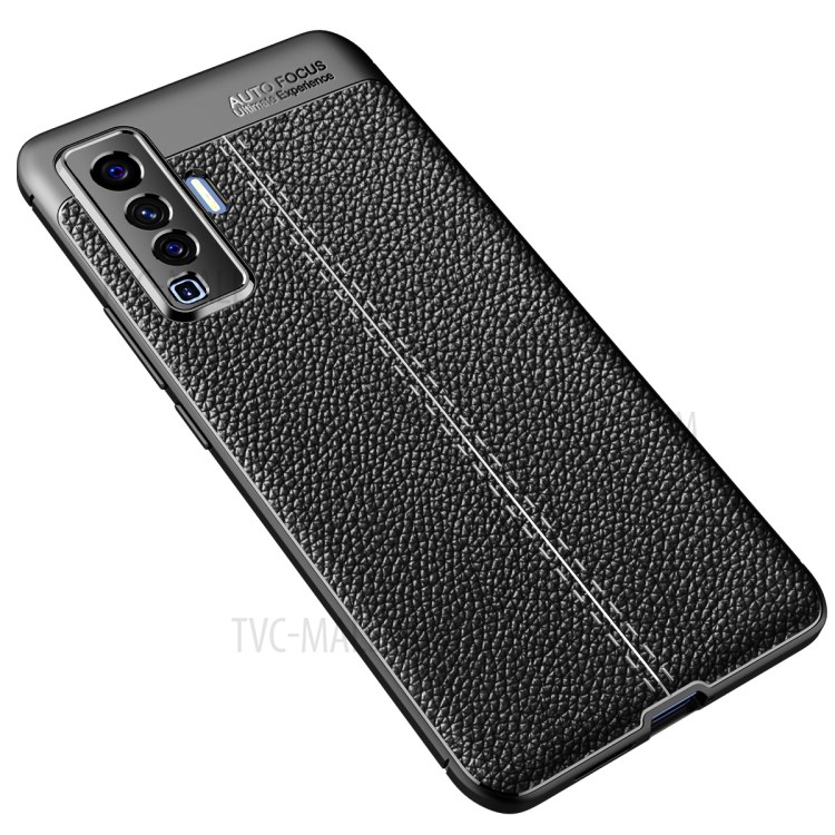 Litchi Texture TPU Shell Case for vivo X50 - Black-3