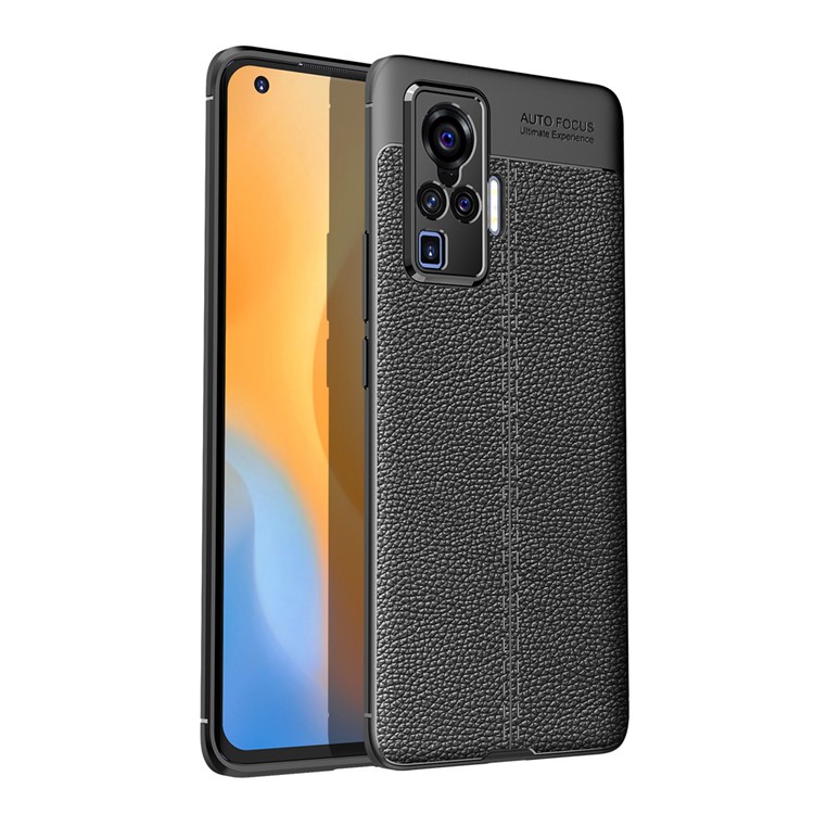 Grão Lichia TPU Flexível Tampa Do Telefone Proteção Para Vivo X50 Pro - Preto-1