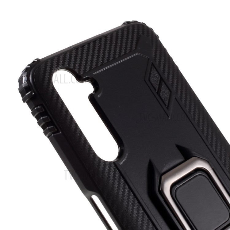 Finger Ring Kickstand Shockproof TPU Cover for Realme 6 Pro - Black-4