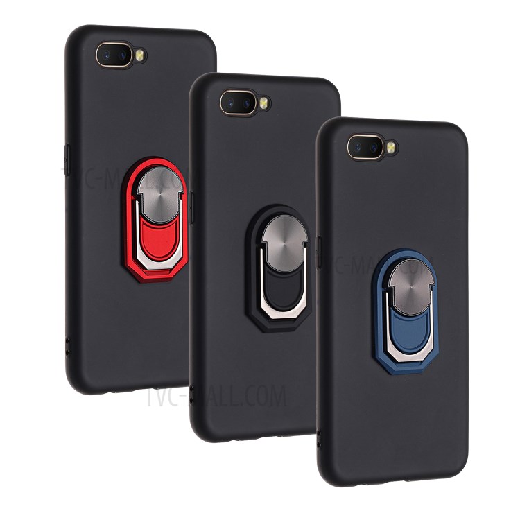 Armadura Negra Anel De Dedo Série Kickstand Caso Do Telefone Macio Para OPPO A3 / A5 - Preto-7