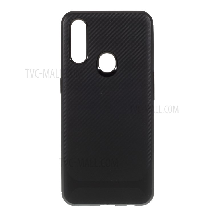 Fibra De Carbono Textura Caso De Telefone Celular Macio TPU Para Opostos A8 / A31 (2020) - Preto-1