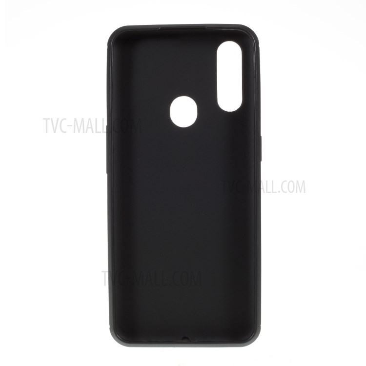 Fibra De Carbono Textura Caso De Telefone Celular Macio TPU Para Opostos A8 / A31 (2020) - Preto-3