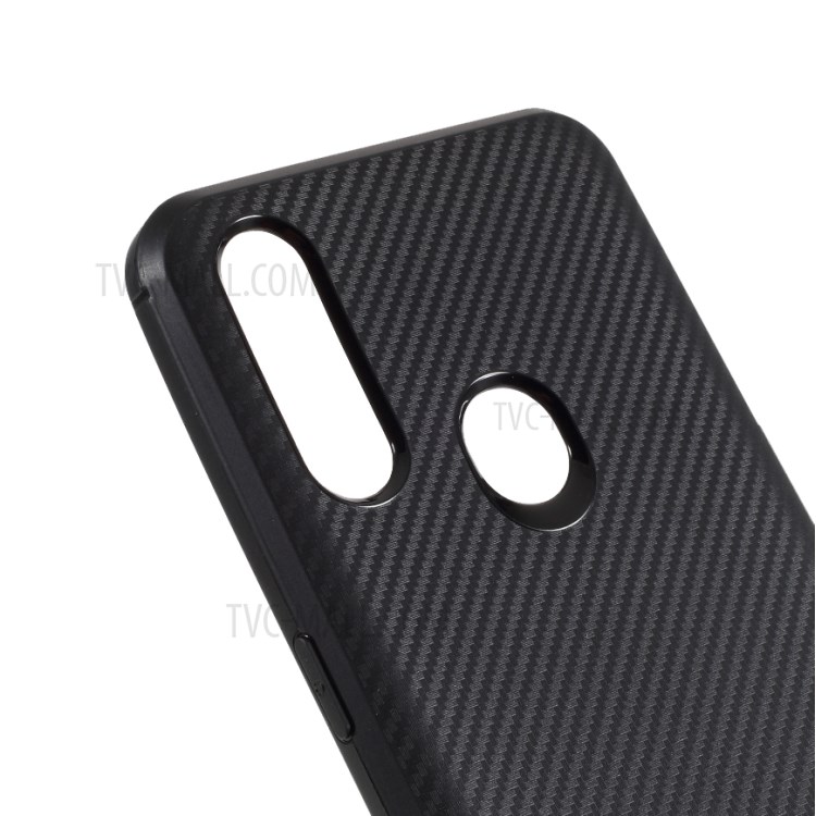 Fibra De Carbono Textura Caso De Telefone Celular Macio TPU Para Opostos A8 / A31 (2020) - Preto-4