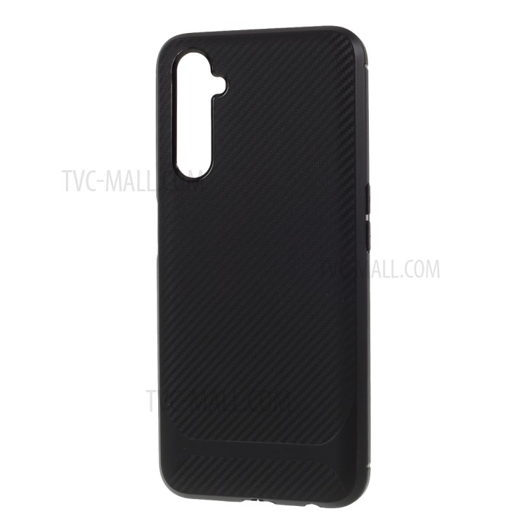Fibra Di Carbonio Trama Di Caso TPU Per Realme 6 Pro - Nero-2