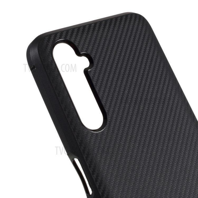 Fibra Di Carbonio Trama Di Caso TPU Per Realme 6 Pro - Nero-4