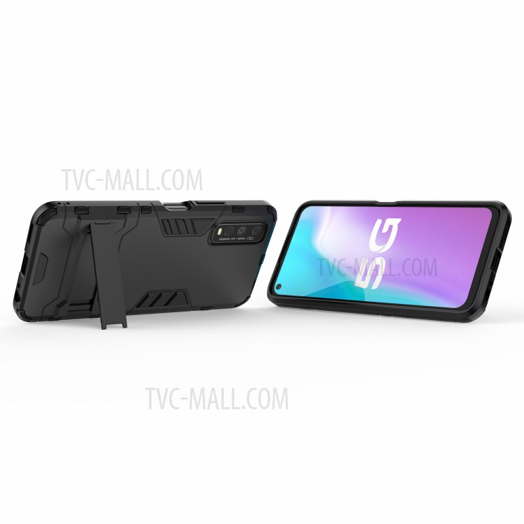 Plastic + TPU Hybrid Case with Kickstand for vivo Y70s - Black-3