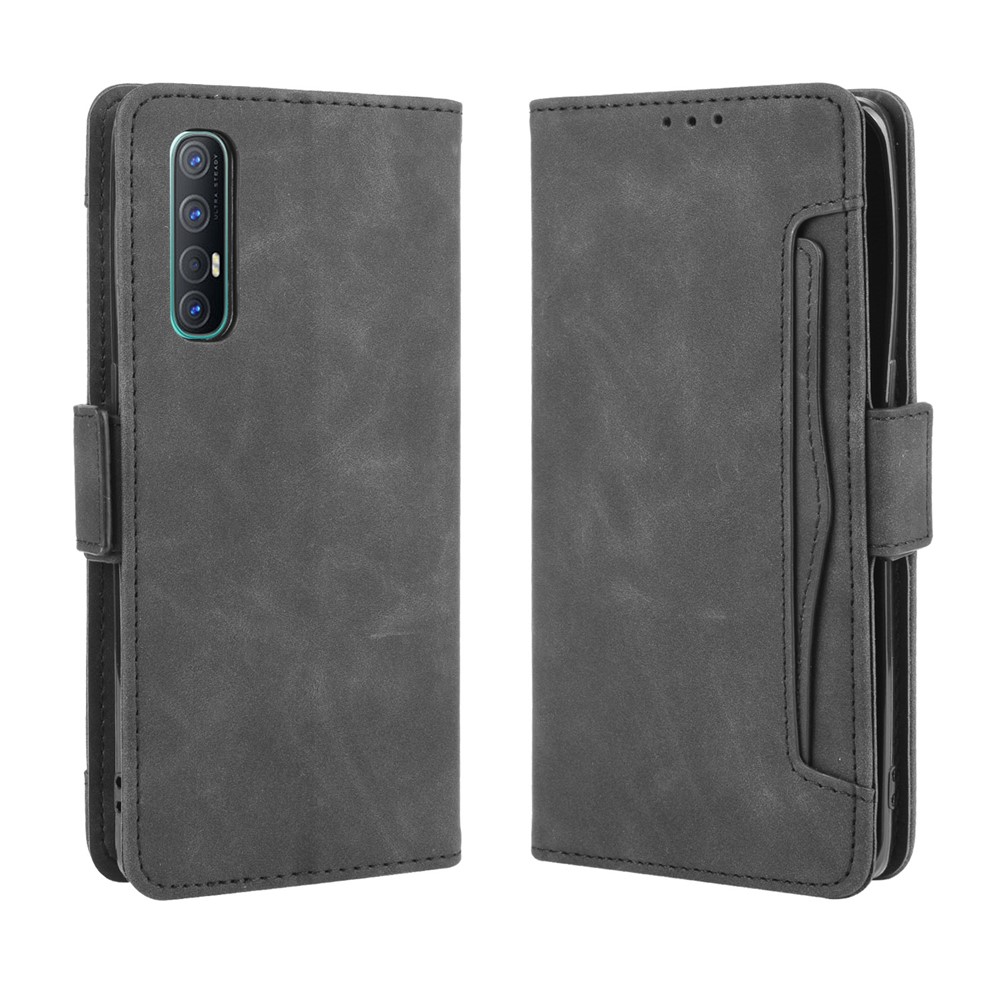 Caja de Teléfono de Cuero de Billetera Con Múltiples Ranuras Para Tarjetas Para Oppo Find X2 Neo / Reno3 Pro 5G (edición China) / Reno3 Pro (edición Europea) - Negro