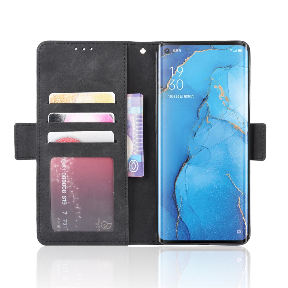 Étui de Téléphone en Cuir de Portefeuille Avec Plusieurs Emplacements de Carte Pour Oppo Find X2 Neo / Reno3 Pro 5G (édition Chinoise) / Reno3 Pro (édition Européenne) - le Noir