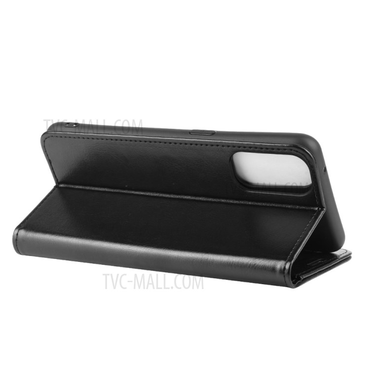 Crazy Horse Wallet Leather Phone Case with Stand for Oppo Reno4 5G - Black-7