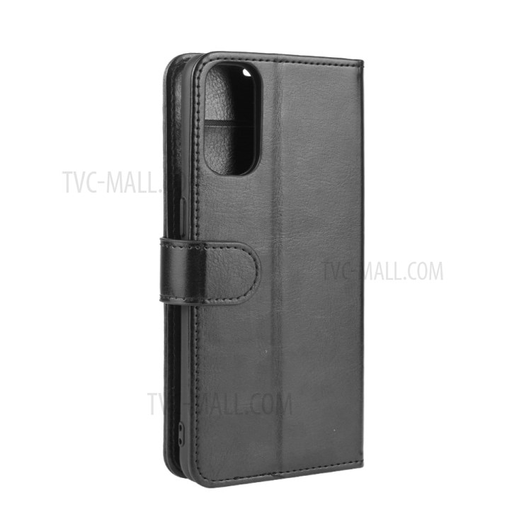 Crazy Horse Wallet Leather Phone Case with Stand for Oppo Reno4 5G - Black-8