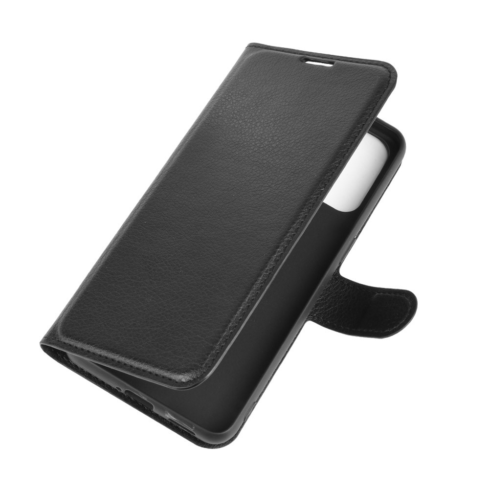 Litchi Texture Wallet Stand Leather Shell Cell Phone Cover for Oppo Reno4 5G - Black-3