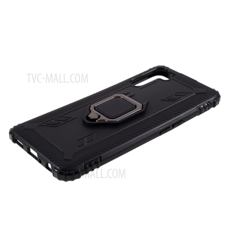 Finger Ring Kickstand Case Shockproof TPU Cover for OPPO A91/F15/Reno3 - Black-5