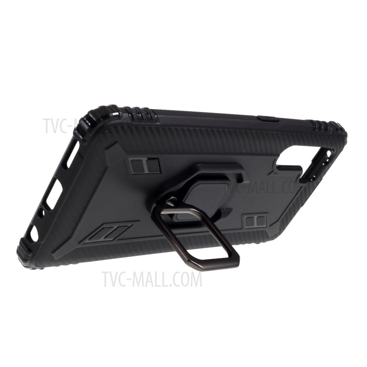 Finger Ring Kickstand Case Shockproof TPU Cover for OPPO A91/F15/Reno3 - Black-8