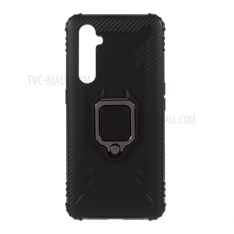 Палец Кольцо ТПУ Защитный Чехол С Подставкой Для Realme X50 Про 5G - Черный-1