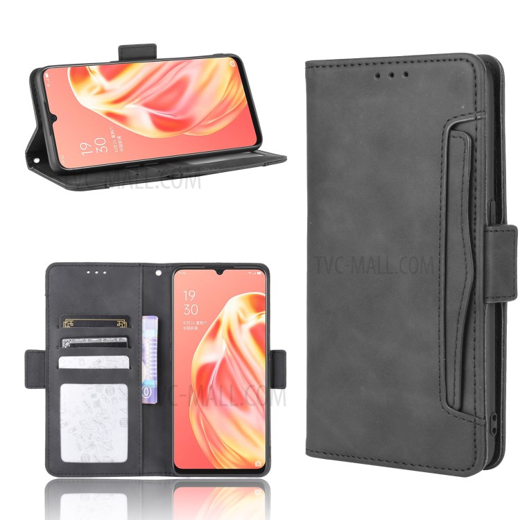 Wallet Stand Flip Leather Protective Case for OPPO A91 / F15 / Reno3 (Southeast Asian Version) - Black-1