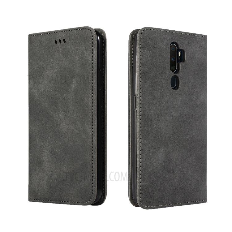 PU Leather Stand Auto-absorbed Phone Case with Card Slots for Oppo A9 (2020)/A5 (2020)/A11x - Black-2