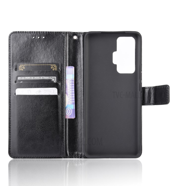 Crazy Horse Wallet Stand Leather Phone Shell for vivo X50 Pro - Black-4