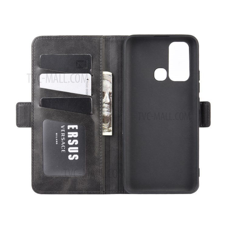 Couverture Double Magnétique Téléphone Cuir Fermoir Pour Vivo Y50 / Y30 - Noir-4