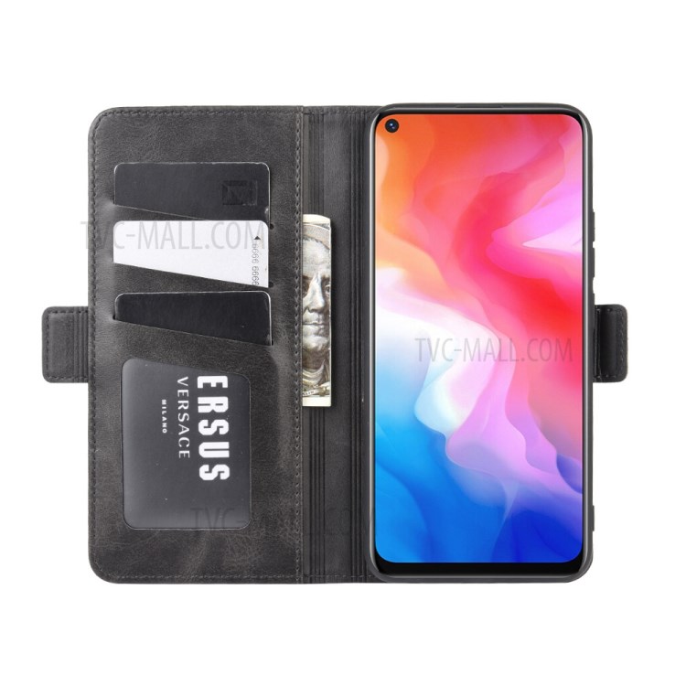 Couverture Double Magnétique Téléphone Cuir Fermoir Pour Vivo Y50 / Y30 - Noir-5