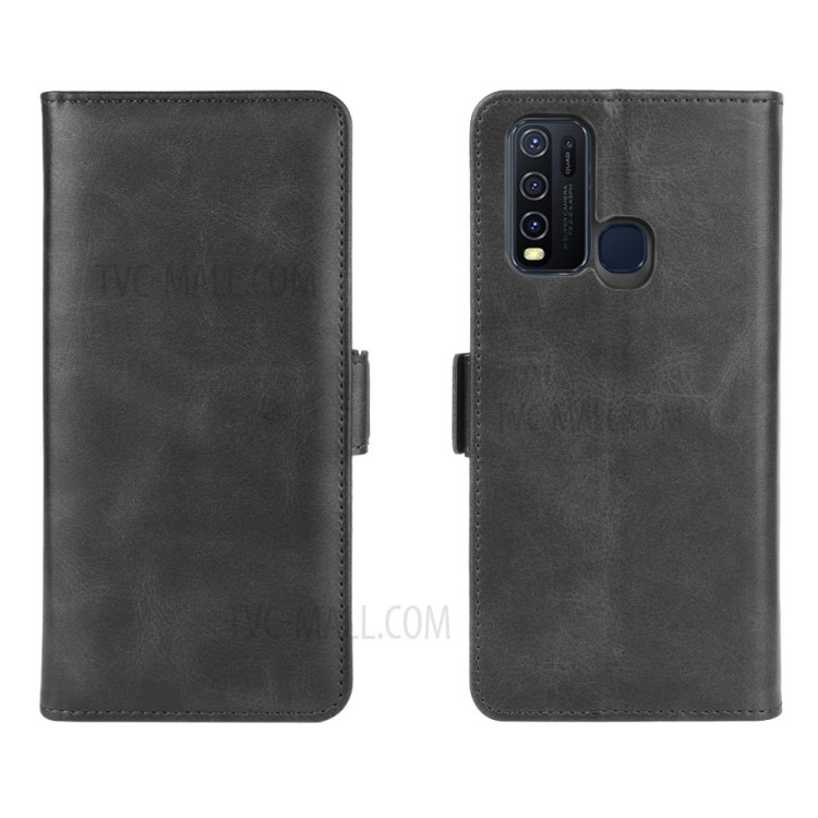 Couverture Double Magnétique Téléphone Cuir Fermoir Pour Vivo Y50 / Y30 - Noir-7