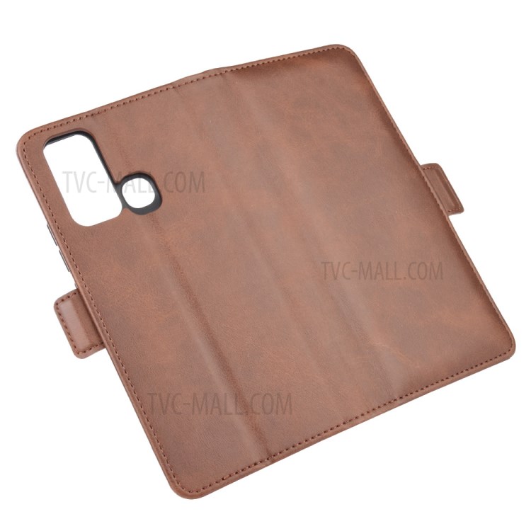 Double Magnetic Clasp Leather Phone Cover for vivo Y50/Y30 - Brown-2