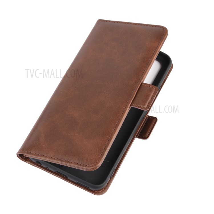 Double Magnetic Clasp Leather Phone Cover for vivo Y50/Y30 - Brown-3