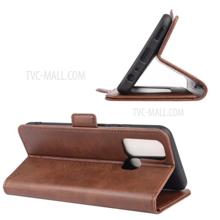 Double Magnetic Clasp Leather Phone Cover for vivo Y50/Y30 - Brown-6