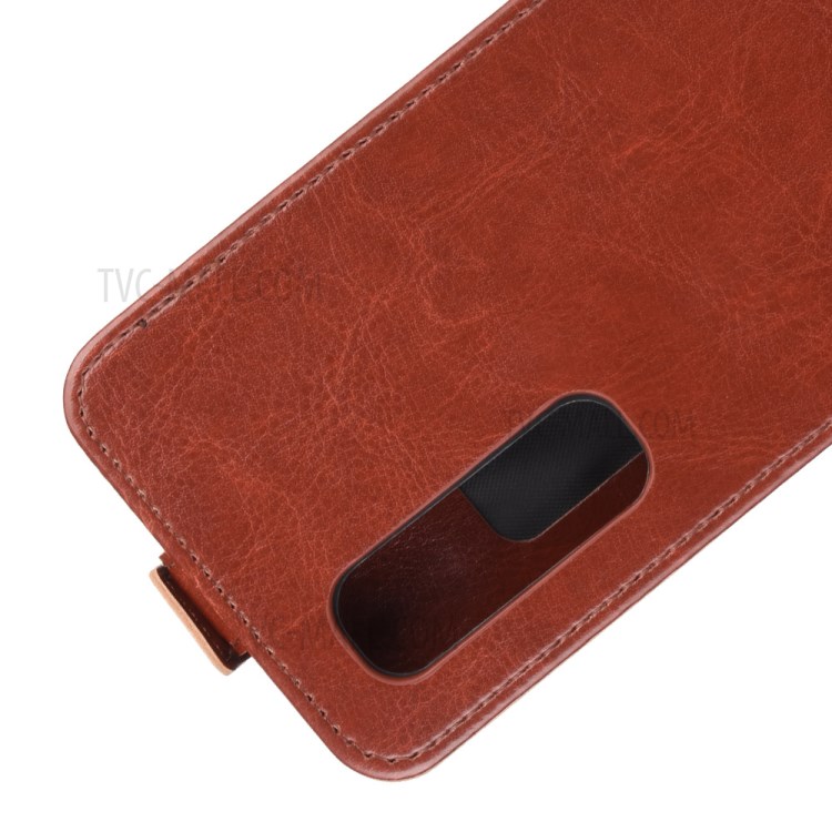 Fou Peau De Cheval Verticale Coquille En Cuir Flip Pour OPPO Trouver X2 Pro - Marron-7
