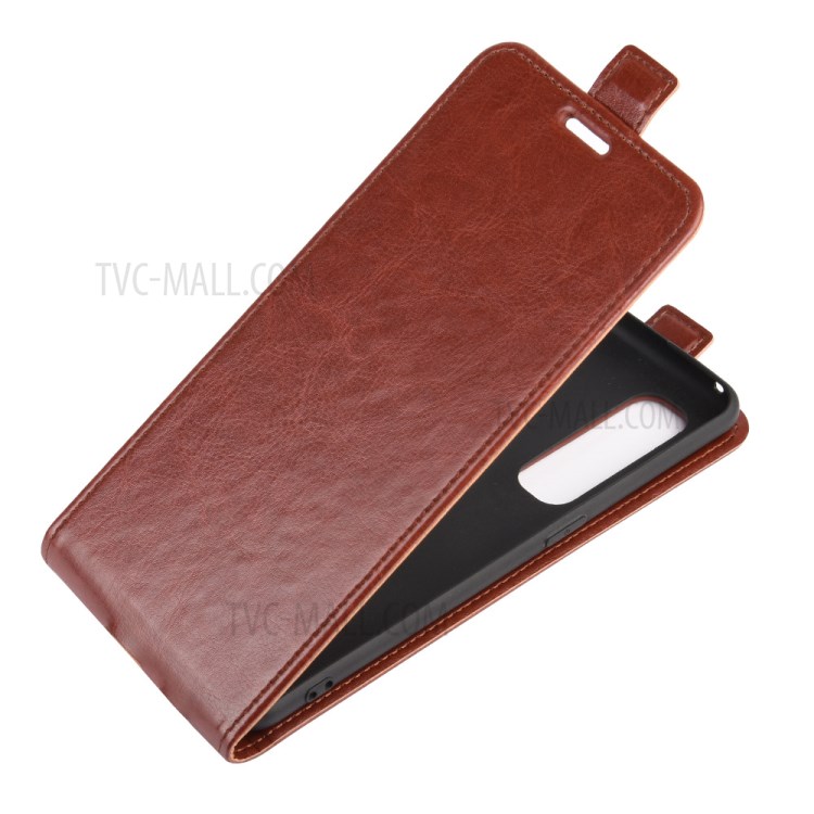 Fou Peau De Cheval Verticale Coquille En Cuir Flip Pour OPPO Trouver X2 Pro - Marron-8