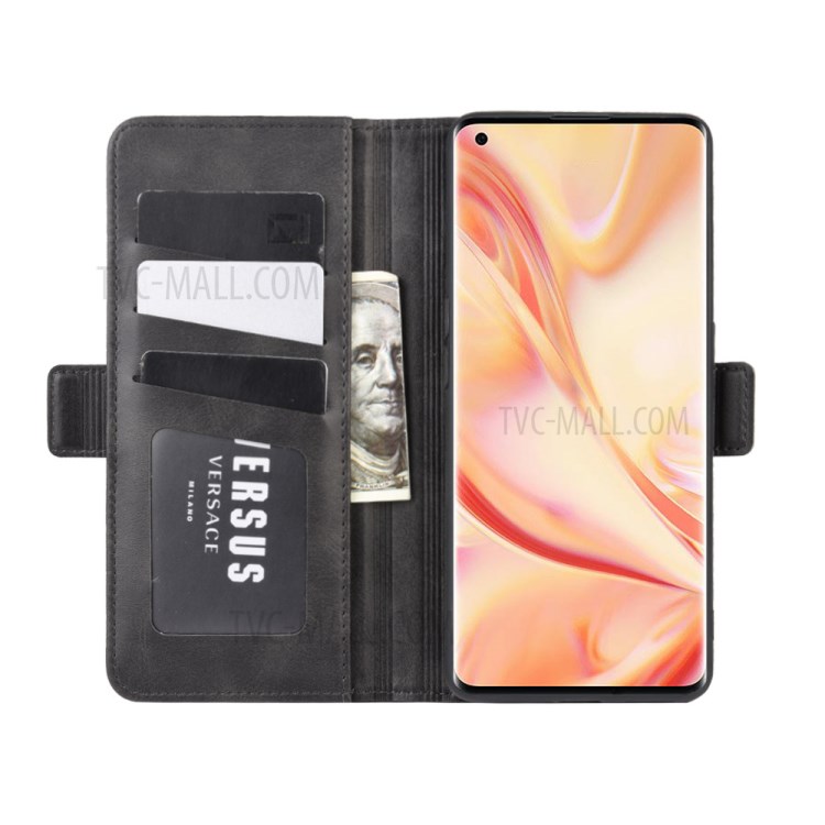 Double Magnetic Clasp Leather Protective Shell for Oppo Find X2 Pro - Black-5