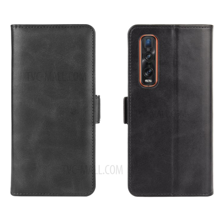 Double Magnetic Clasp Leather Protective Shell for Oppo Find X2 Pro - Black-7