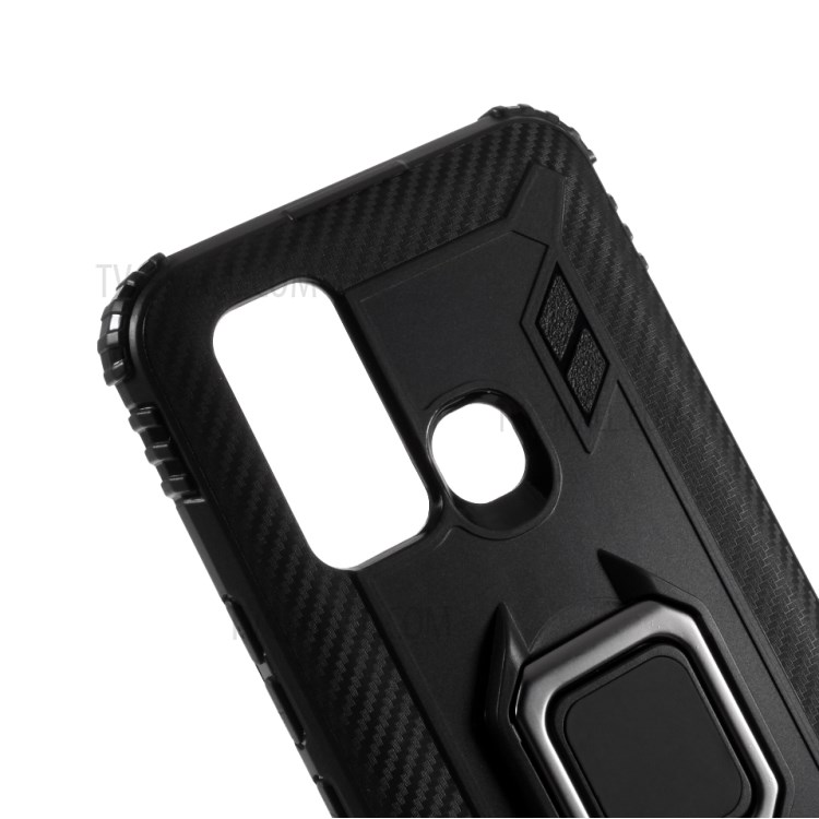 Finger Ring Kickstand TPU Phone Case (Built-in Magnetic Holder Metal Sheet) for vivo Z6 - Black-5