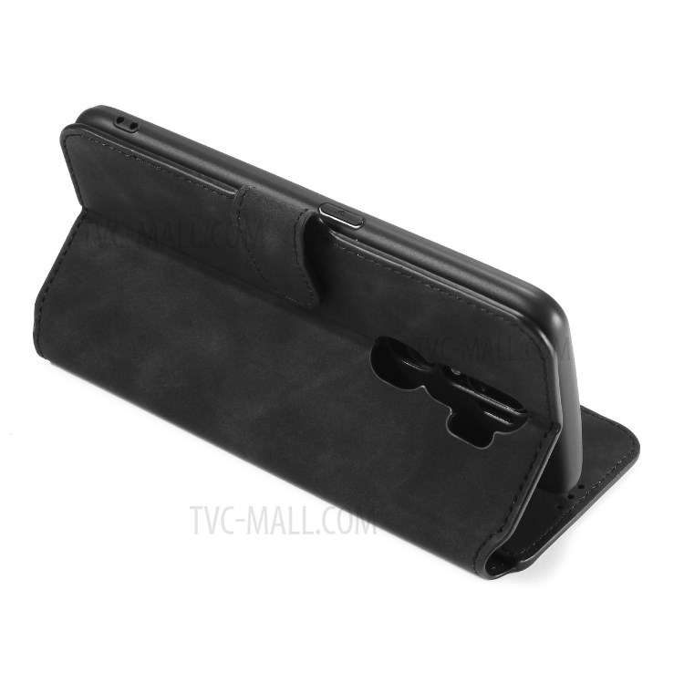 DG.MING Retro Style Leather Case Wallet Stand Shell for OPPO A5 (2020)/A9 (2020)/A11x - Black-7