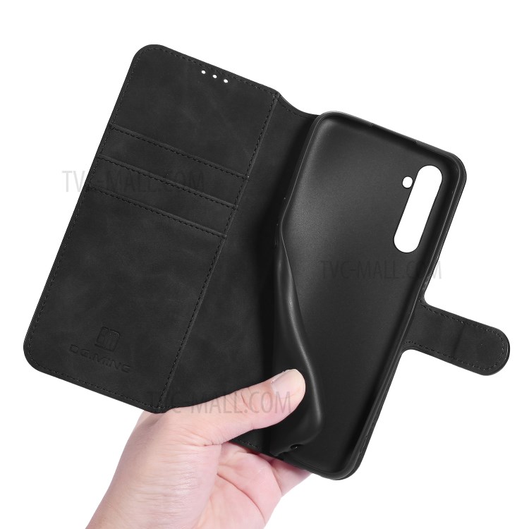 DG.MING Retro Style Leather Wallet Cell Phone Shell for Realme 6 - Black-5