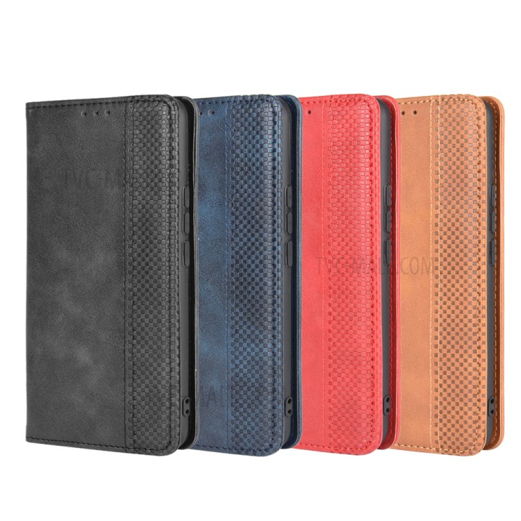 Auto-absorbed Retro Leather Mobile Phone Cover with Stand Wallet for vivo X50 - Black-9