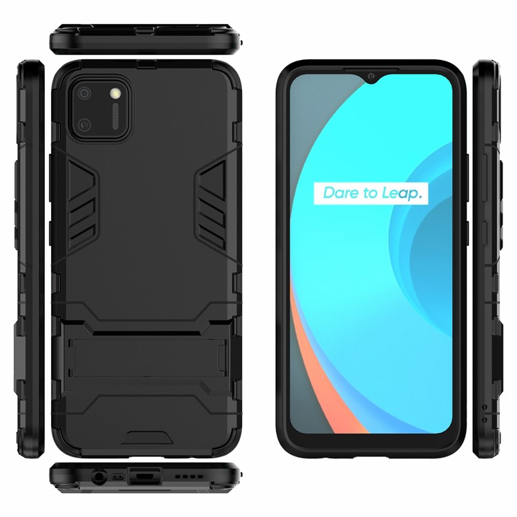 Plastic + TPU Hybrid Case with Kickstand for Realme C11 - Black-3