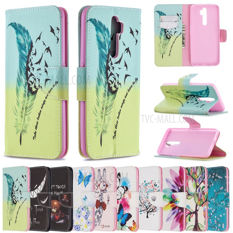 Printing Skin Shell Leather Phone Cover for Oppo A5 (2020)/A9 (2020)/A11x - Feather Pattern-9