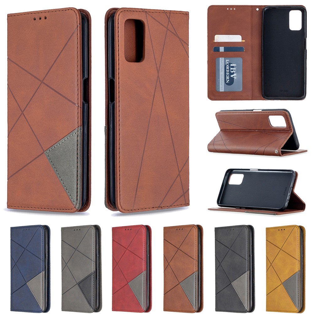 Geometric Pattern Leather Stand Case with Card Slots for OPPO A72/A52/A92 - Black-10