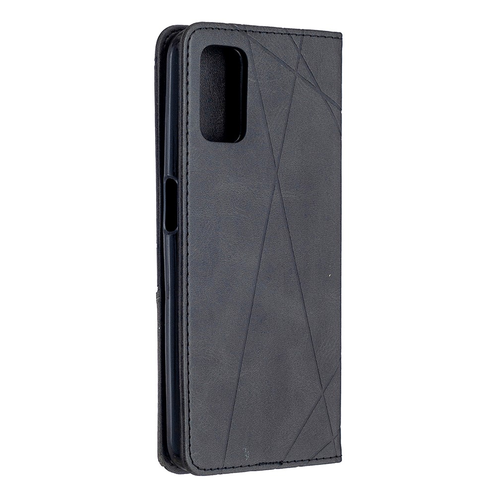 Estuche de Cuero de Patrón Geométrico Con Ranuras Para Tarjetas Para Oppo A72 / A52 / A92 - Negro