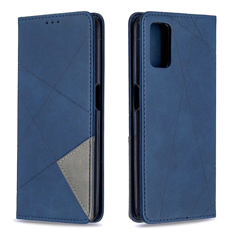 Geometric Pattern Leather Stand Case with Card Slots for OPPO A72/A52/A92 - Blue-4