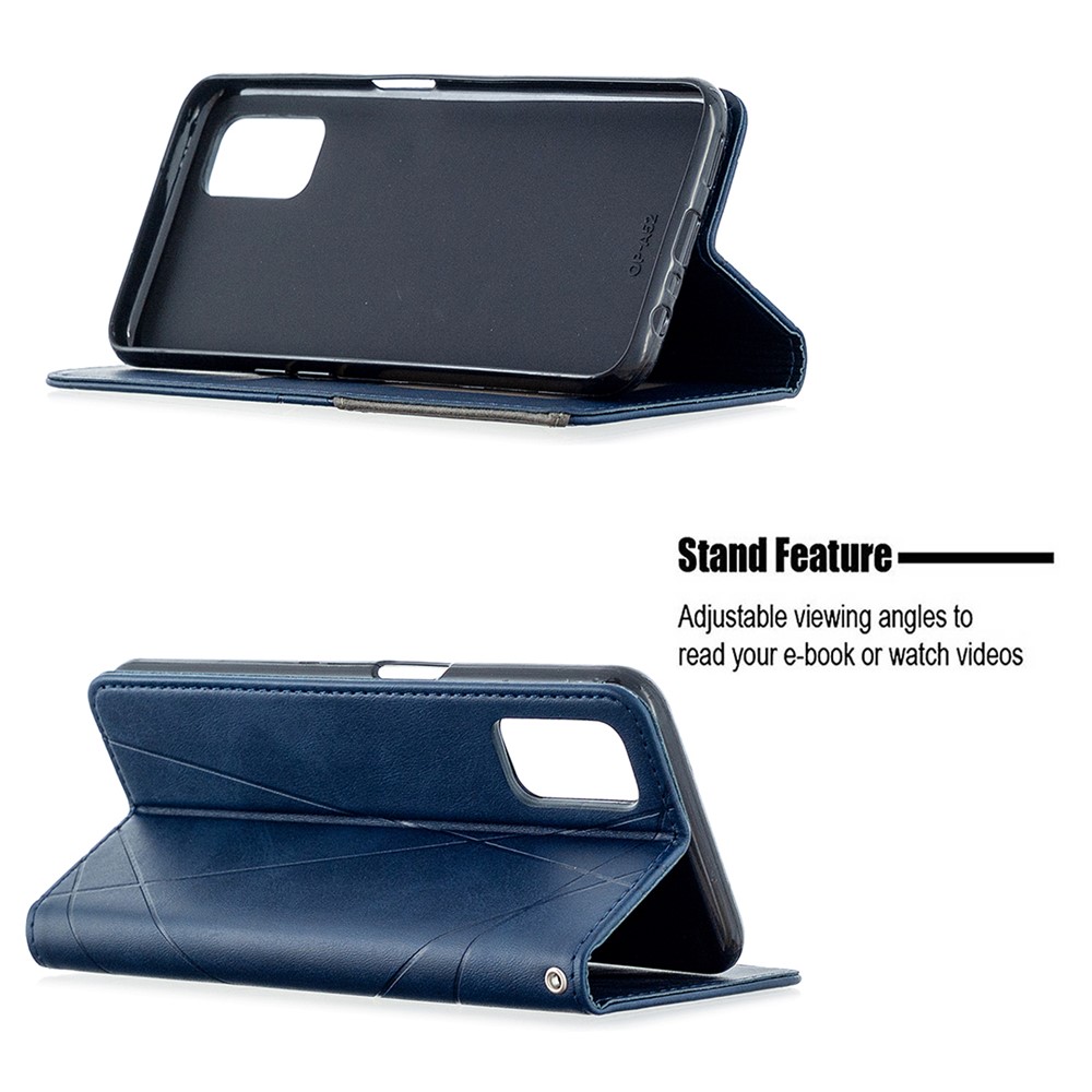 Geometric Pattern Leather Stand Case with Card Slots for OPPO A72/A52/A92 - Blue-5