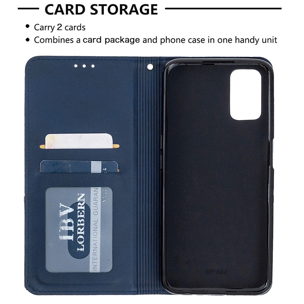Geometric Pattern Leather Stand Case with Card Slots for OPPO A72/A52/A92 - Blue-6