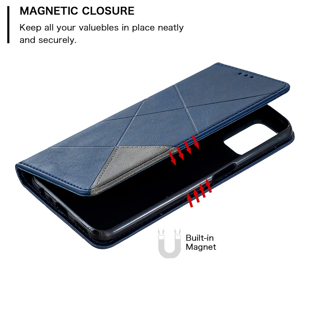 Geometric Pattern Leather Stand Case with Card Slots for OPPO A72/A52/A92 - Blue-7