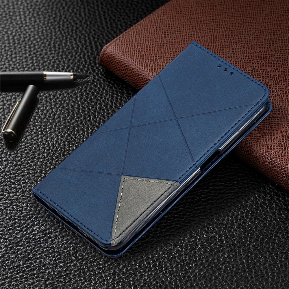 Geometric Pattern Leather Stand Case with Card Slots for OPPO A72/A52/A92 - Blue-8