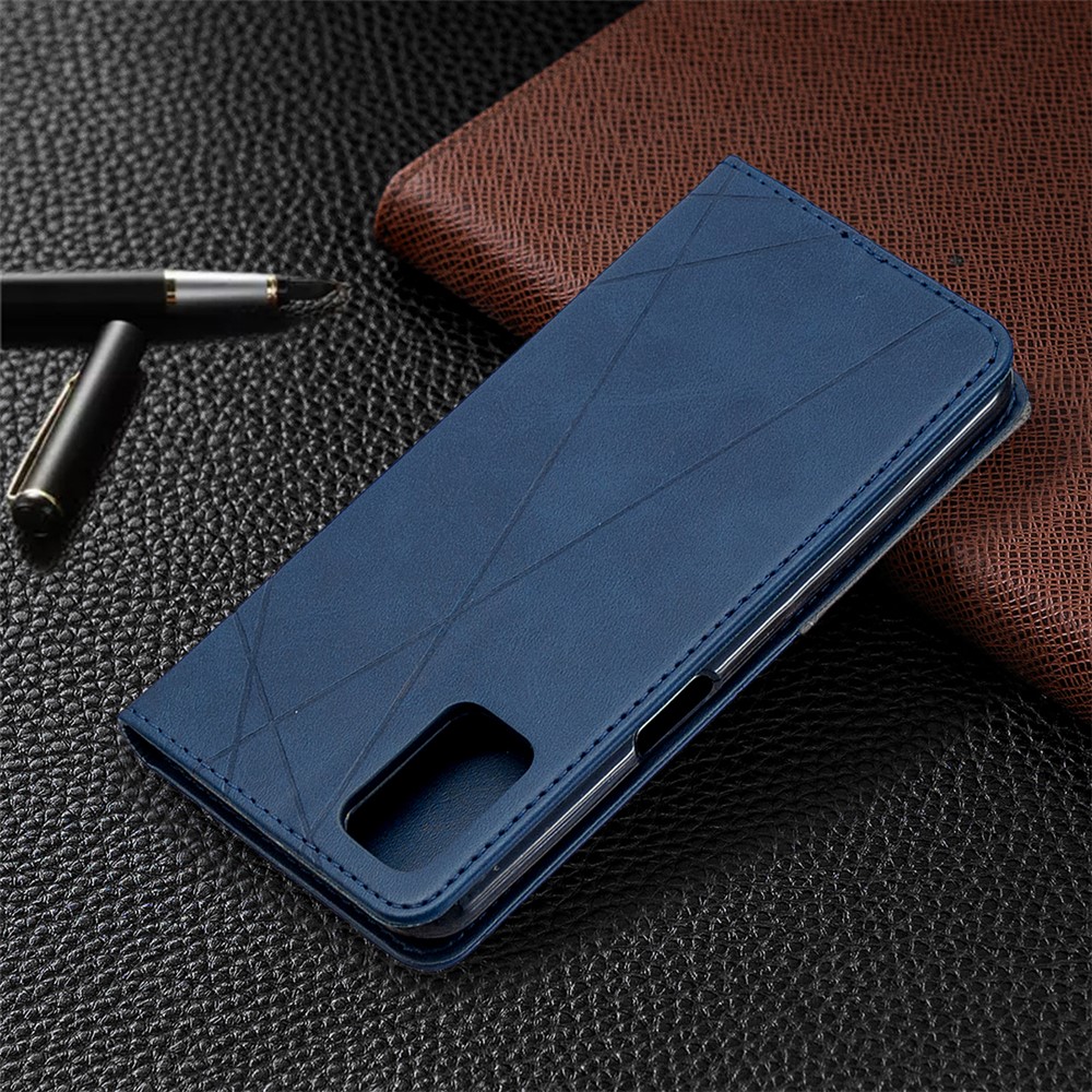 Geometric Pattern Leather Stand Case with Card Slots for OPPO A72/A52/A92 - Blue-9