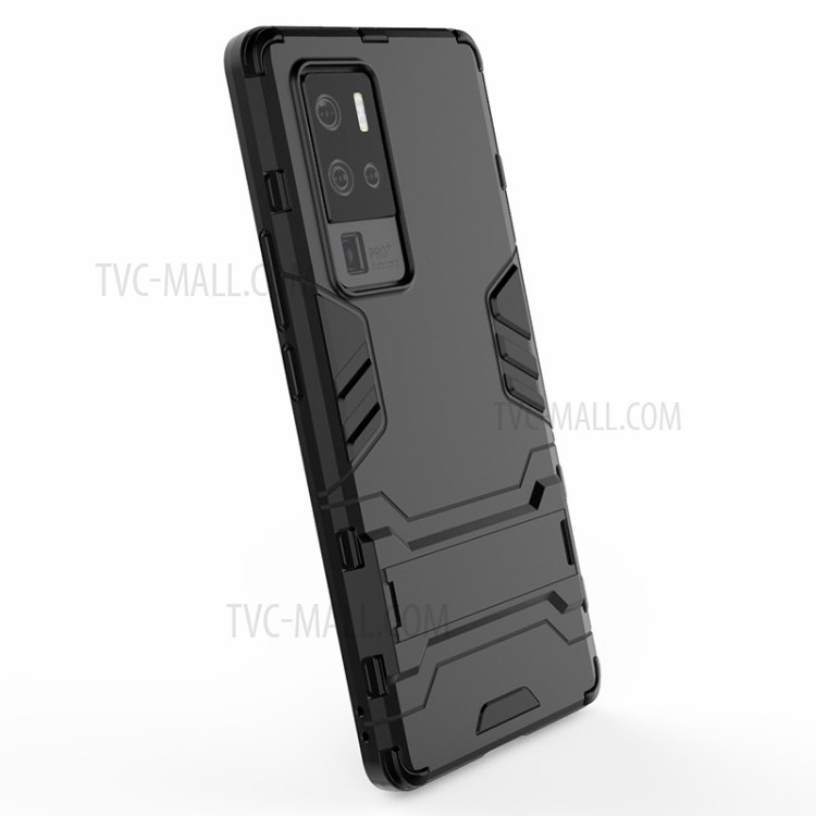 2 in 1 PC + TPU Hybrid Phone Cover with Kickstand for vivo X50 Pro+ - Black-3